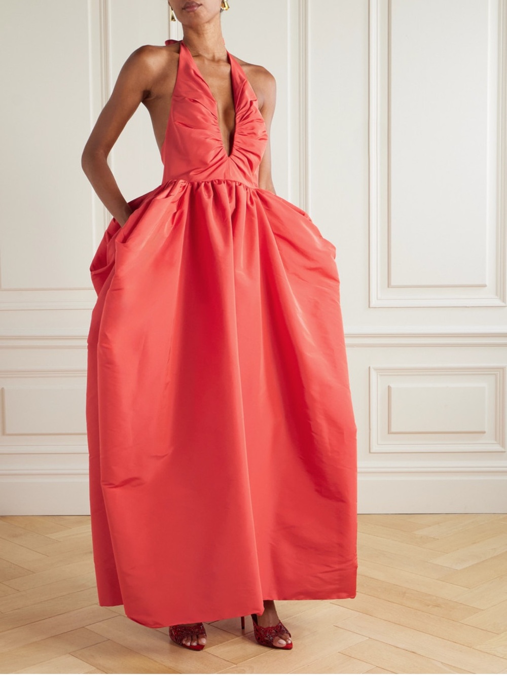 Christopher John Rogers Silk Faille Halterneck Gown